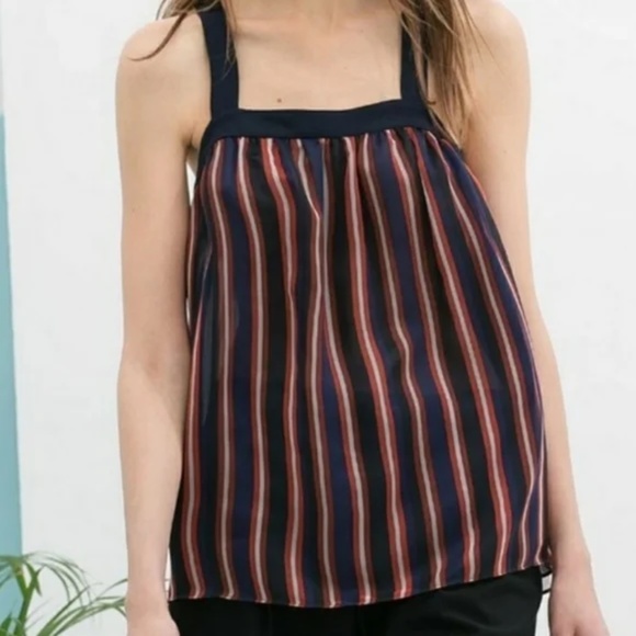 Zara striped flowy chiffon tank top XS - Picture 2 of 12
